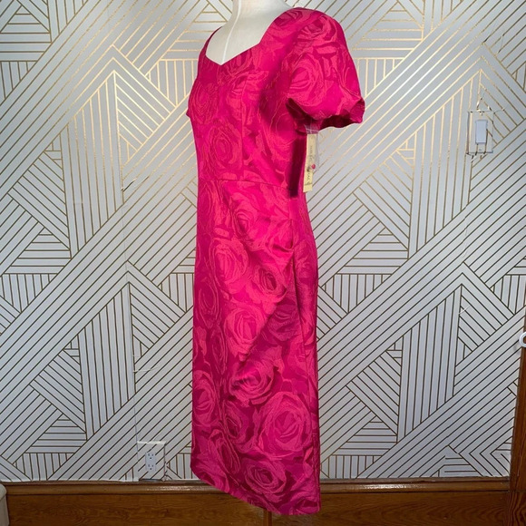 NWT Mikael Aghal‎ Jacquard Floral Dress Raspberry - Picture 5 of 8